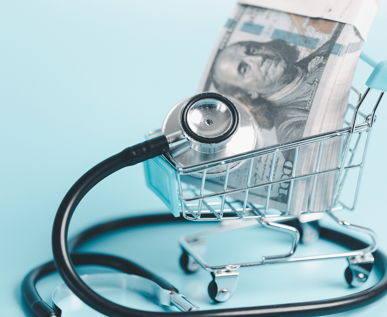 Healthcare costs concept with stethoscope